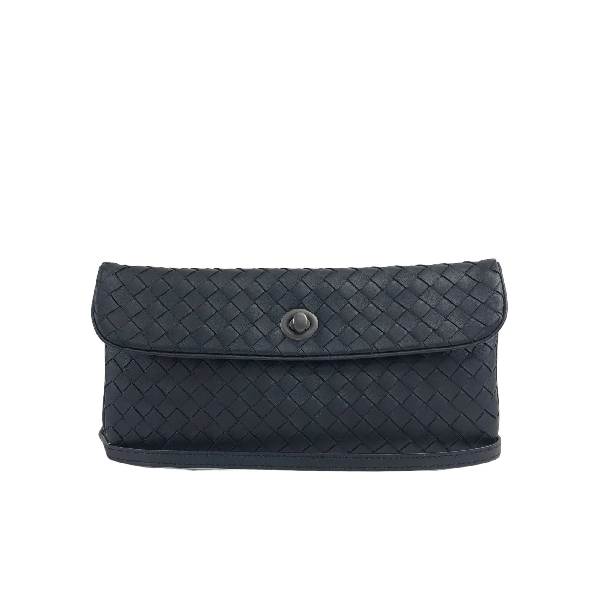 Bottega Veneta Intrecciato Turn Lock Leather Shoulder bag Black Vintage 6wyyt2