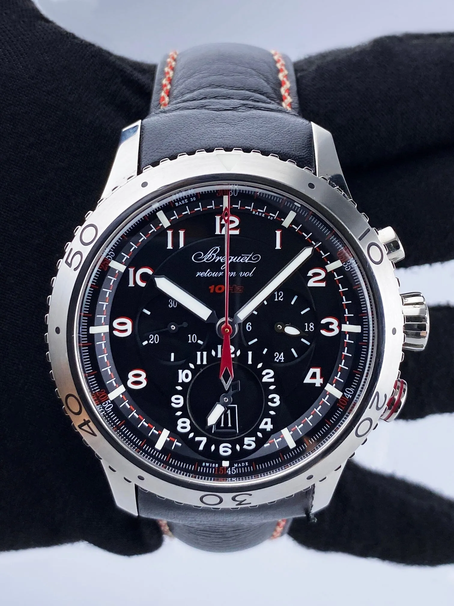 Breguet Type XXII 3880 Black Dial Chronograph Mens Watch