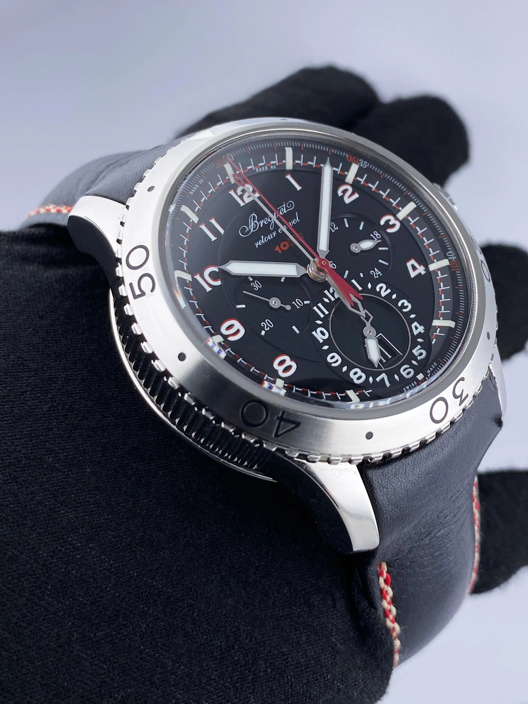 Breguet Type XXII 3880 Black Dial Chronograph Mens Watch