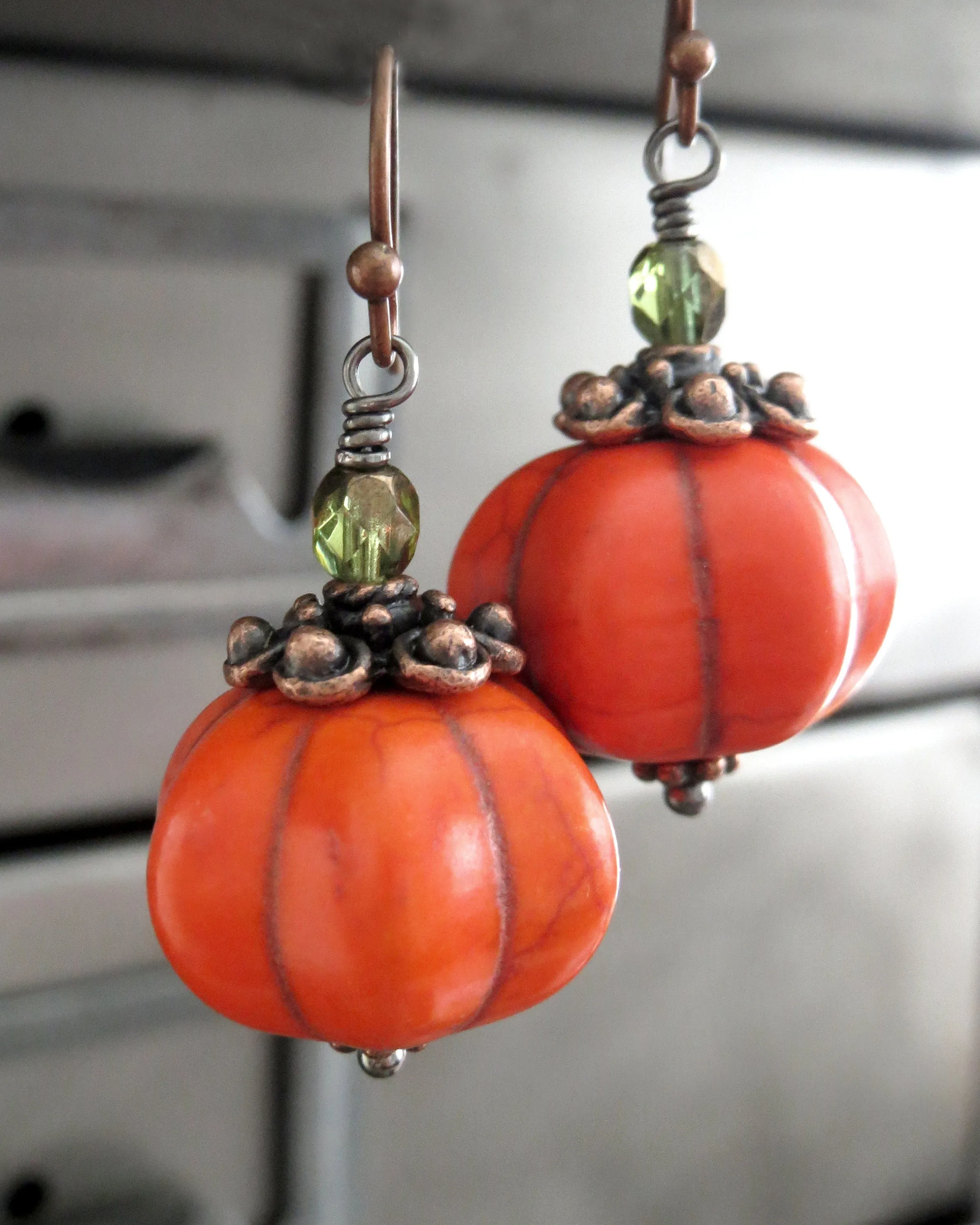 Bright Orange Pumpkin Earrings for Halloween