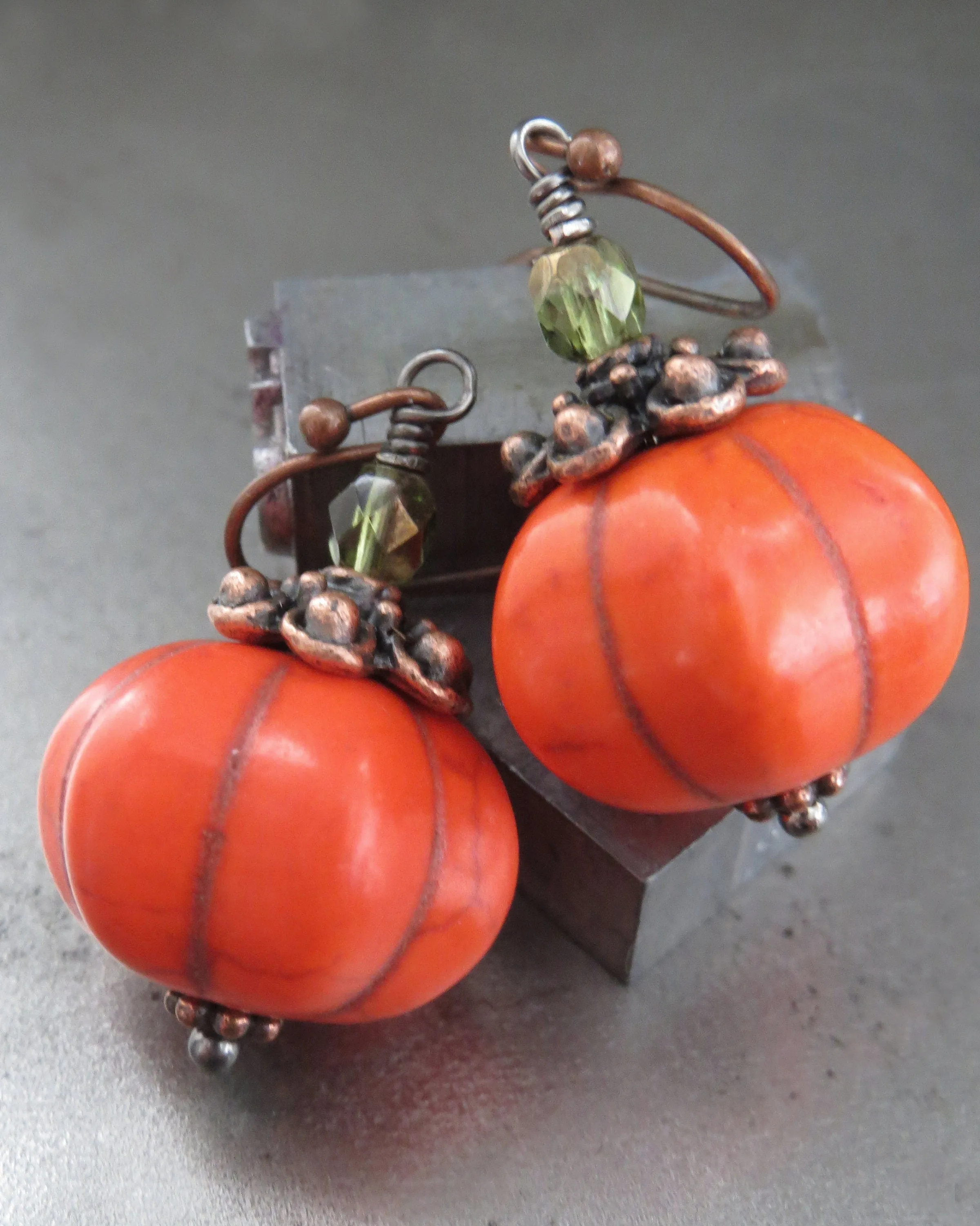 Bright Orange Pumpkin Earrings for Halloween