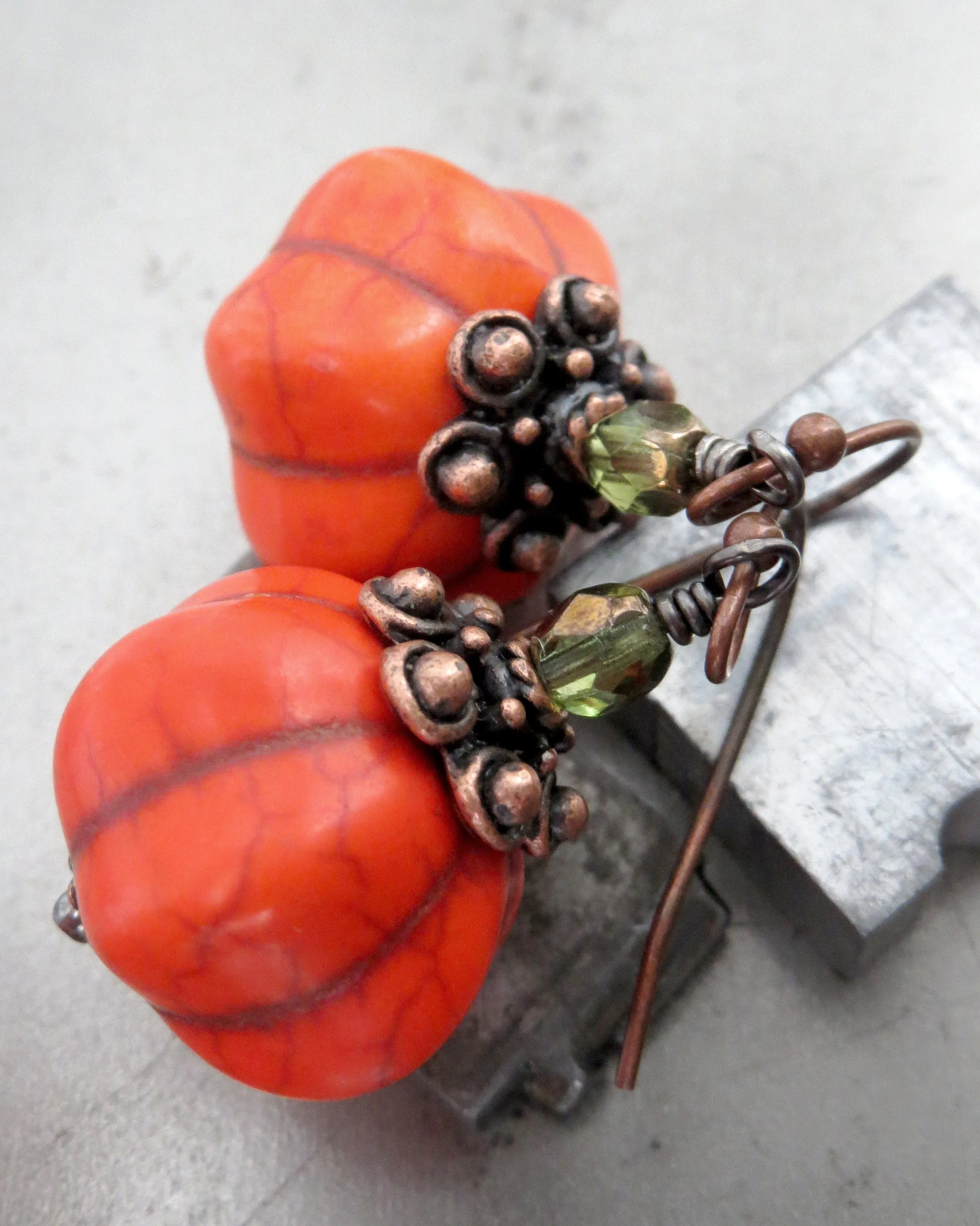 Bright Orange Pumpkin Earrings for Halloween