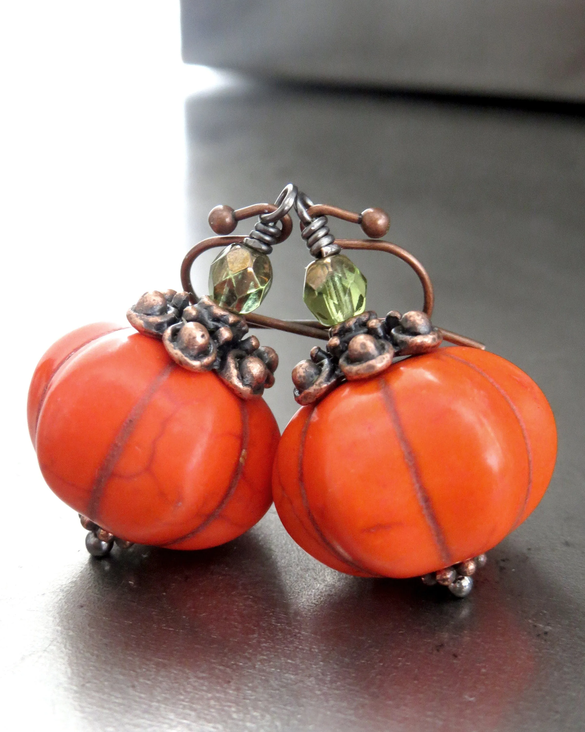 Bright Orange Pumpkin Earrings for Halloween