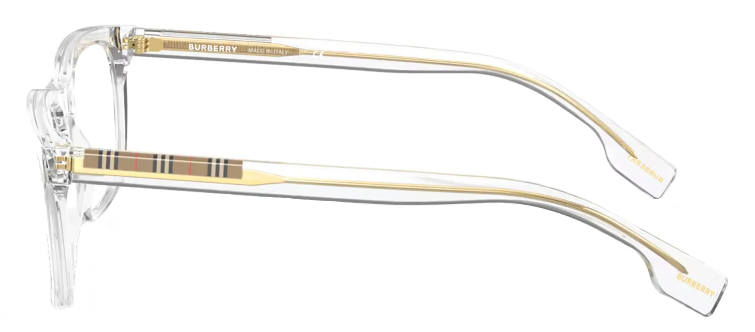 Burberry ELM BE 2334 3024 Rectangle Plastic Clear Eyeglasses with Logo Stamped Demo Lenses