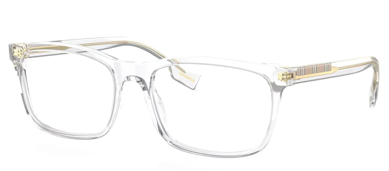 Burberry ELM BE 2334 3024 Rectangle Plastic Clear Eyeglasses with Logo Stamped Demo Lenses