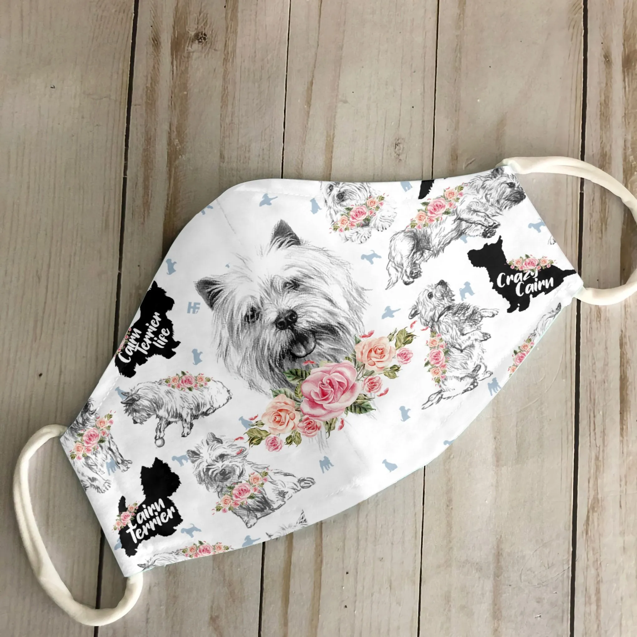Cairn Terrier Floral Vintage EZ07 3006 Face Mask