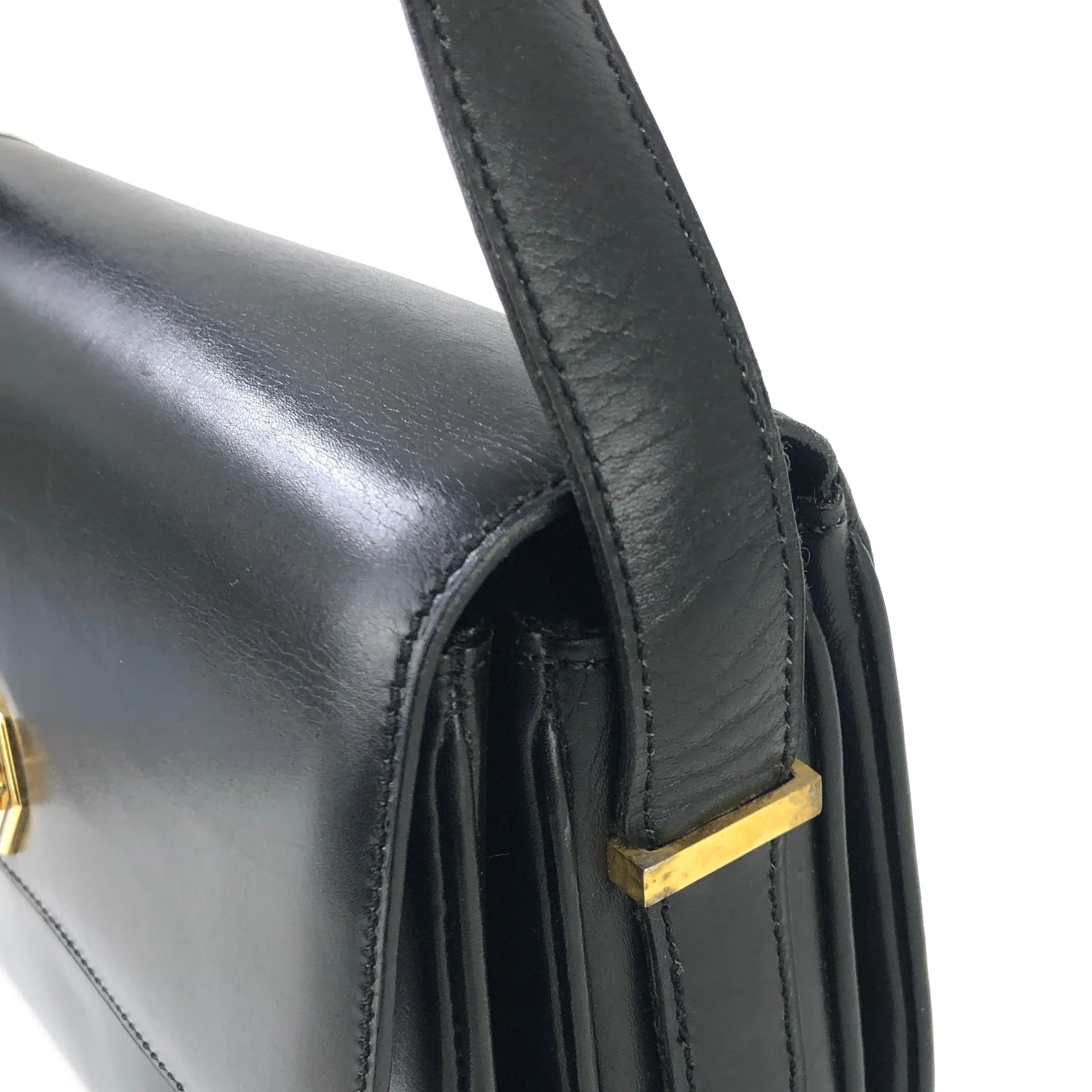 CELINE Blason Triomphe Turn lock Crossbody Shoulderbag Black Vintage Old CELINE pcmwku