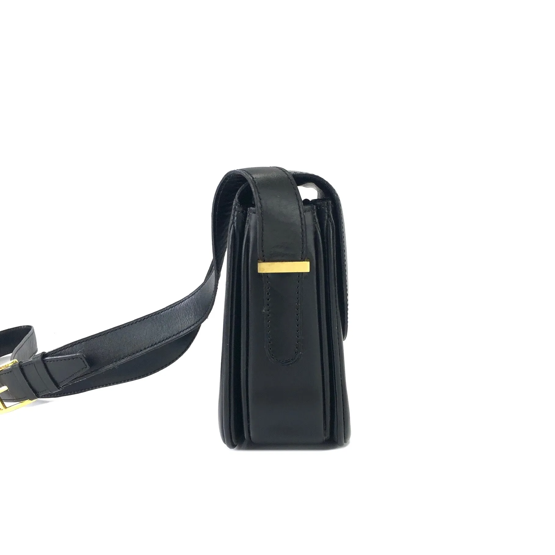 CELINE Blason Triomphe Turn lock Crossbody Shoulderbag Black Vintage Old CELINE pcmwku