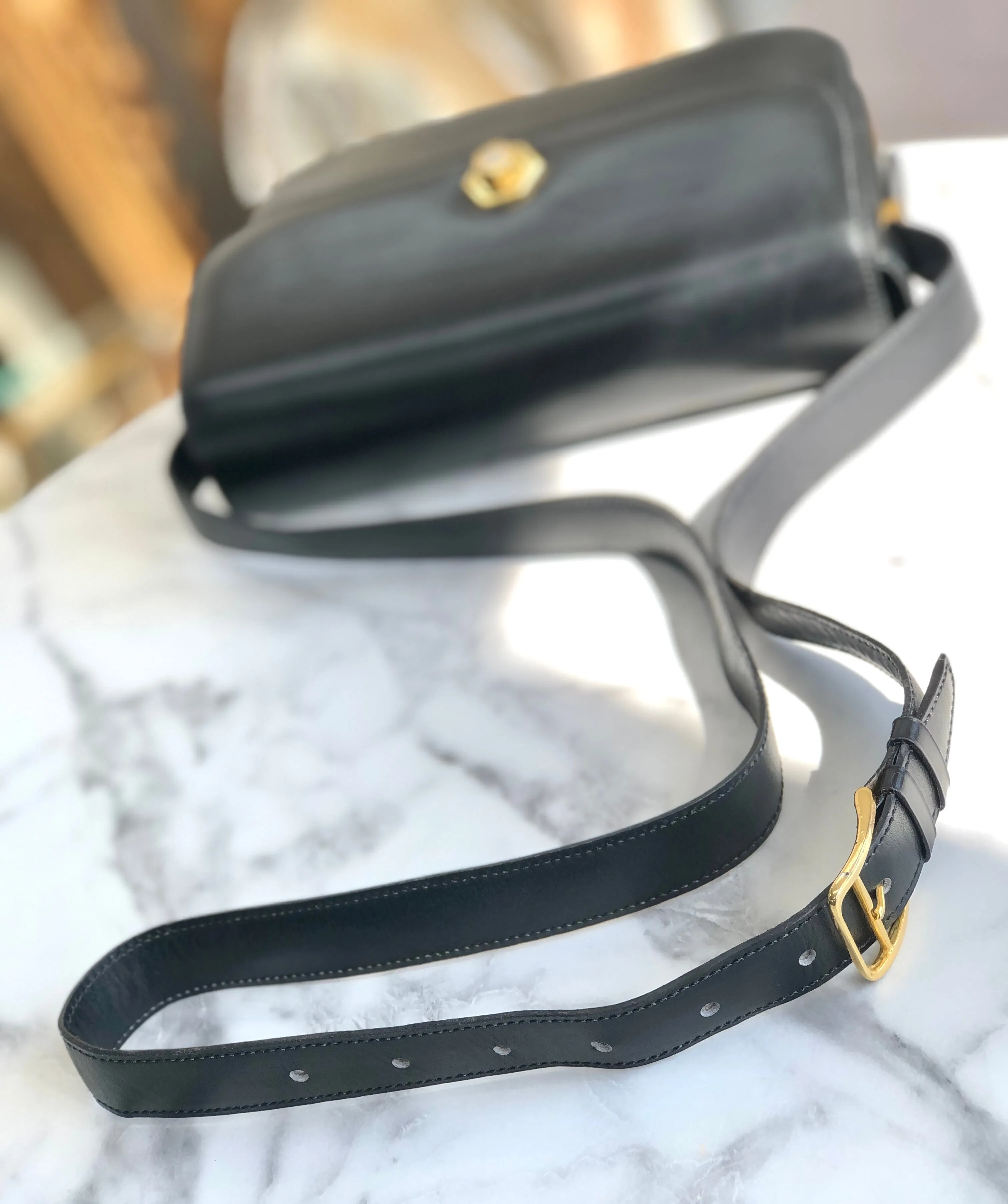 CELINE Blason Triomphe Turn lock Crossbody Shoulderbag Black Vintage Old CELINE pcmwku