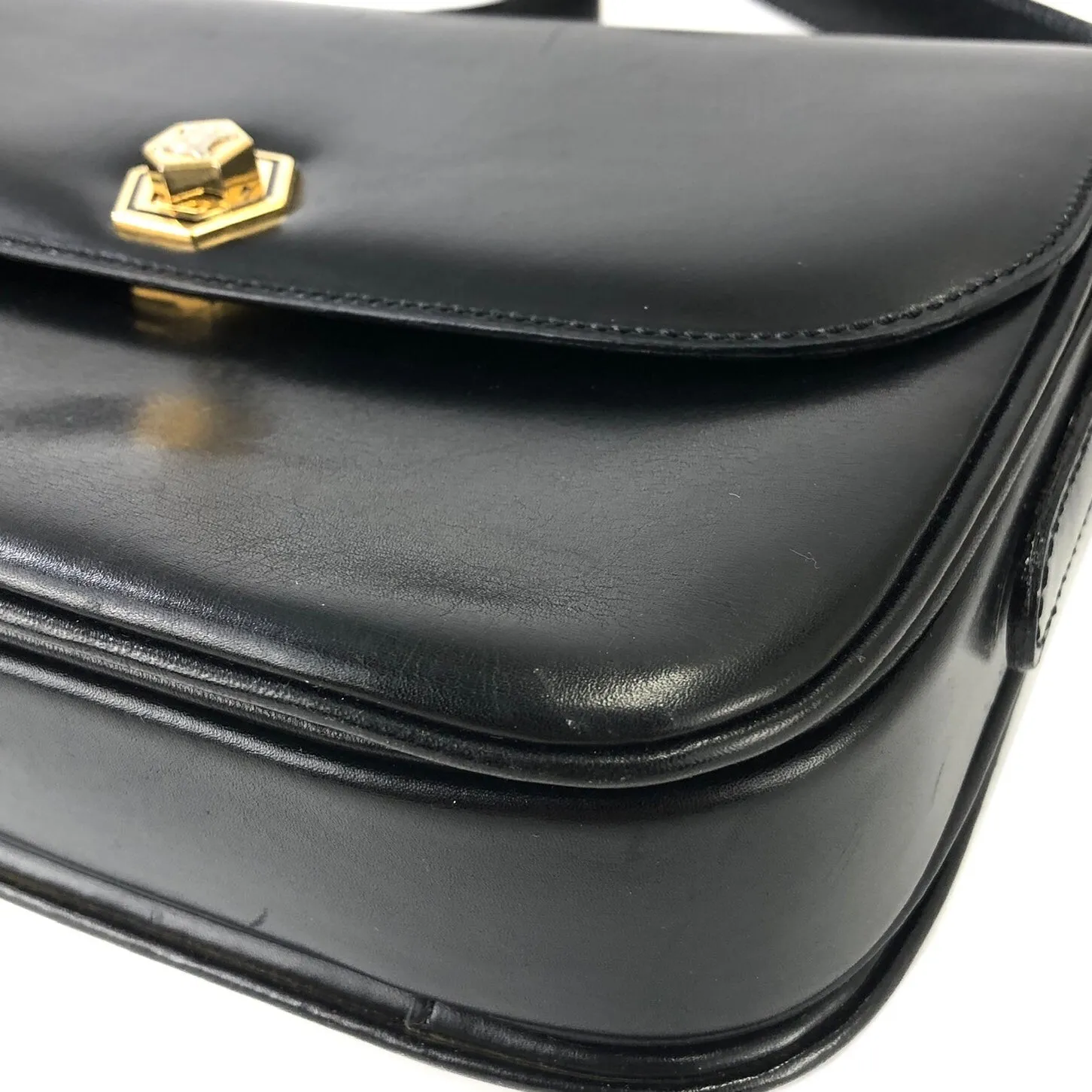 CELINE Blason Triomphe Turn lock Crossbody Shoulderbag Black Vintage Old CELINE pcmwku