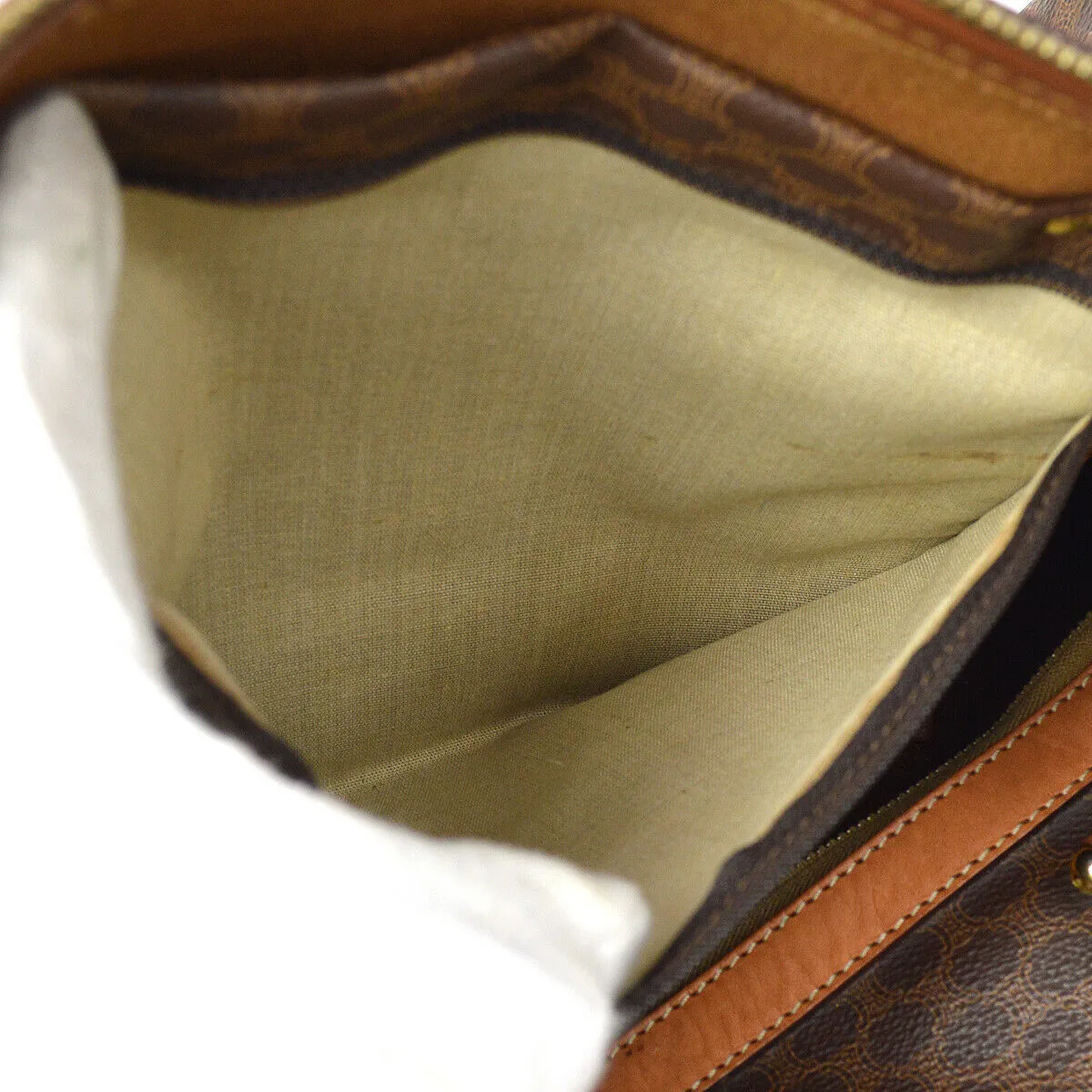 CELINE Macadam Boston Hand Bag M12 Purse Brown PVC Leather Vintage Italy 37831