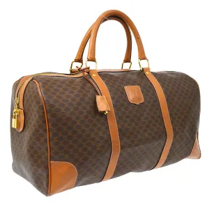 CELINE Macadam Boston Hand Bag M12 Purse Brown PVC Leather Vintage Italy 37831