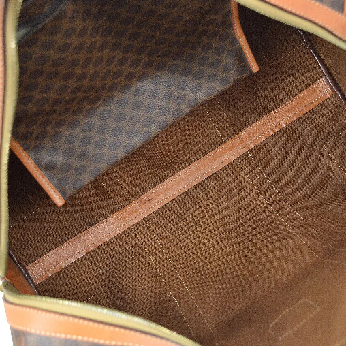 CELINE Macadam Boston Hand Bag M12 Purse Brown PVC Leather Vintage Italy 37831