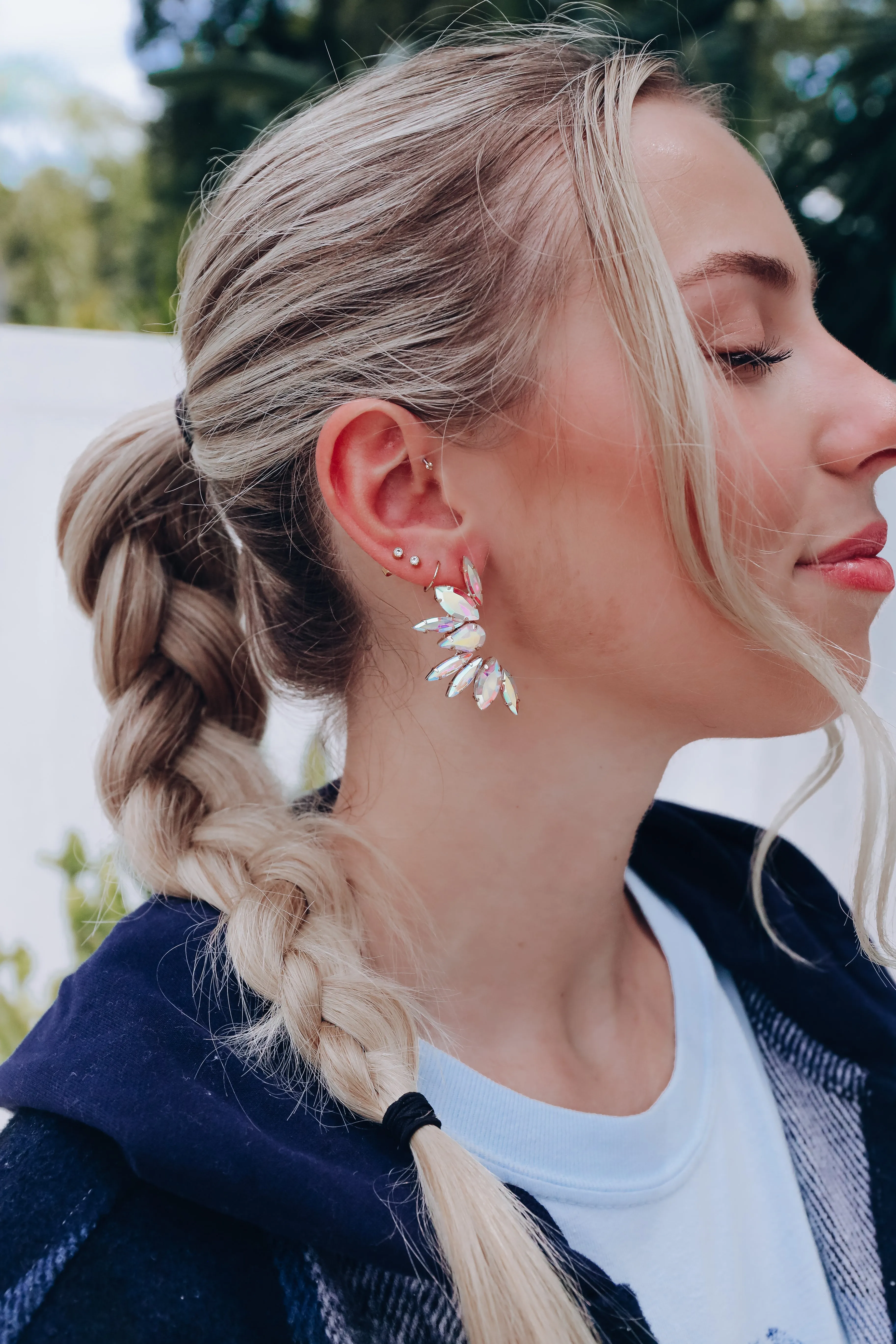 Charismatic Crystal Half Circle Earring - AB