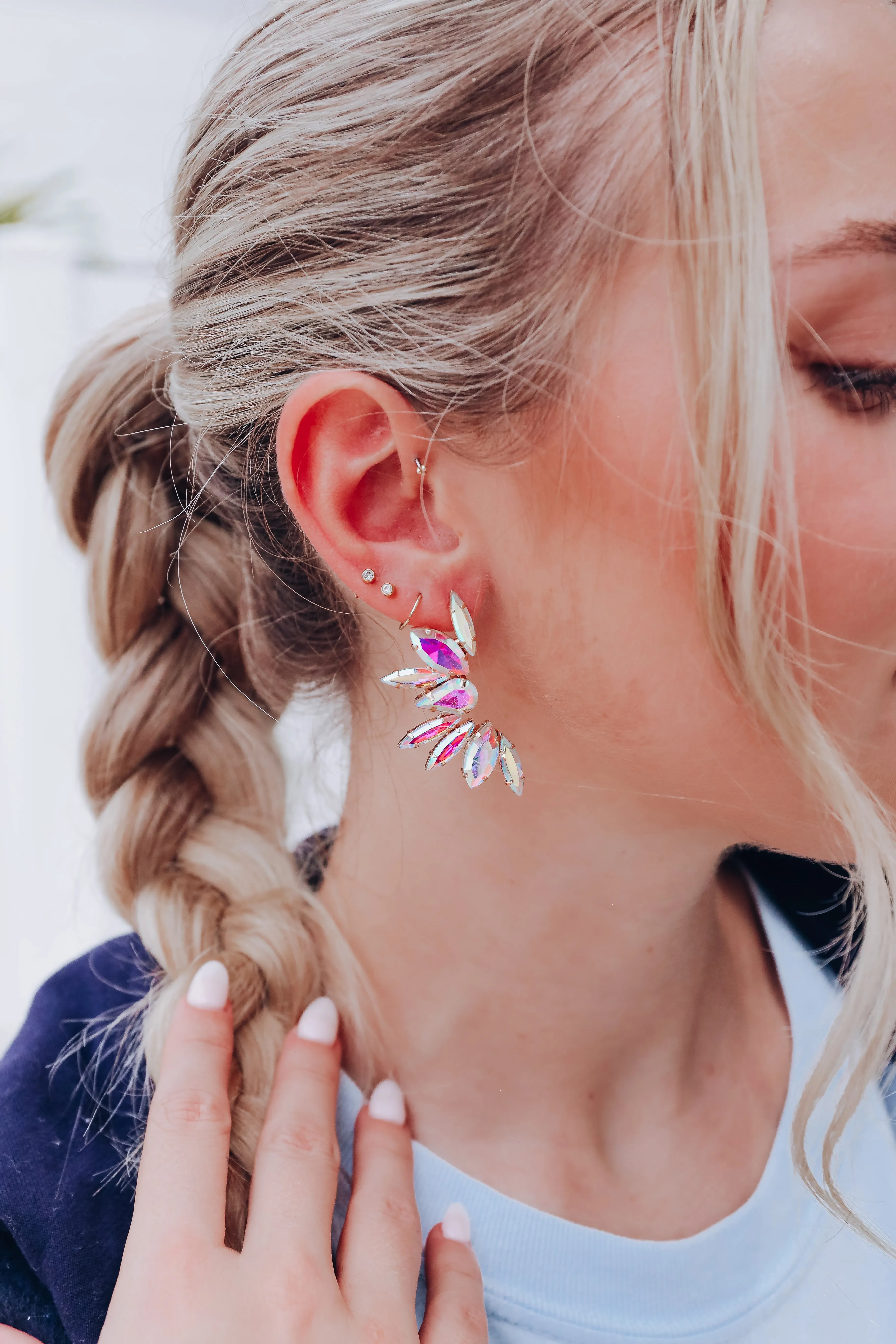 Charismatic Crystal Half Circle Earring - AB