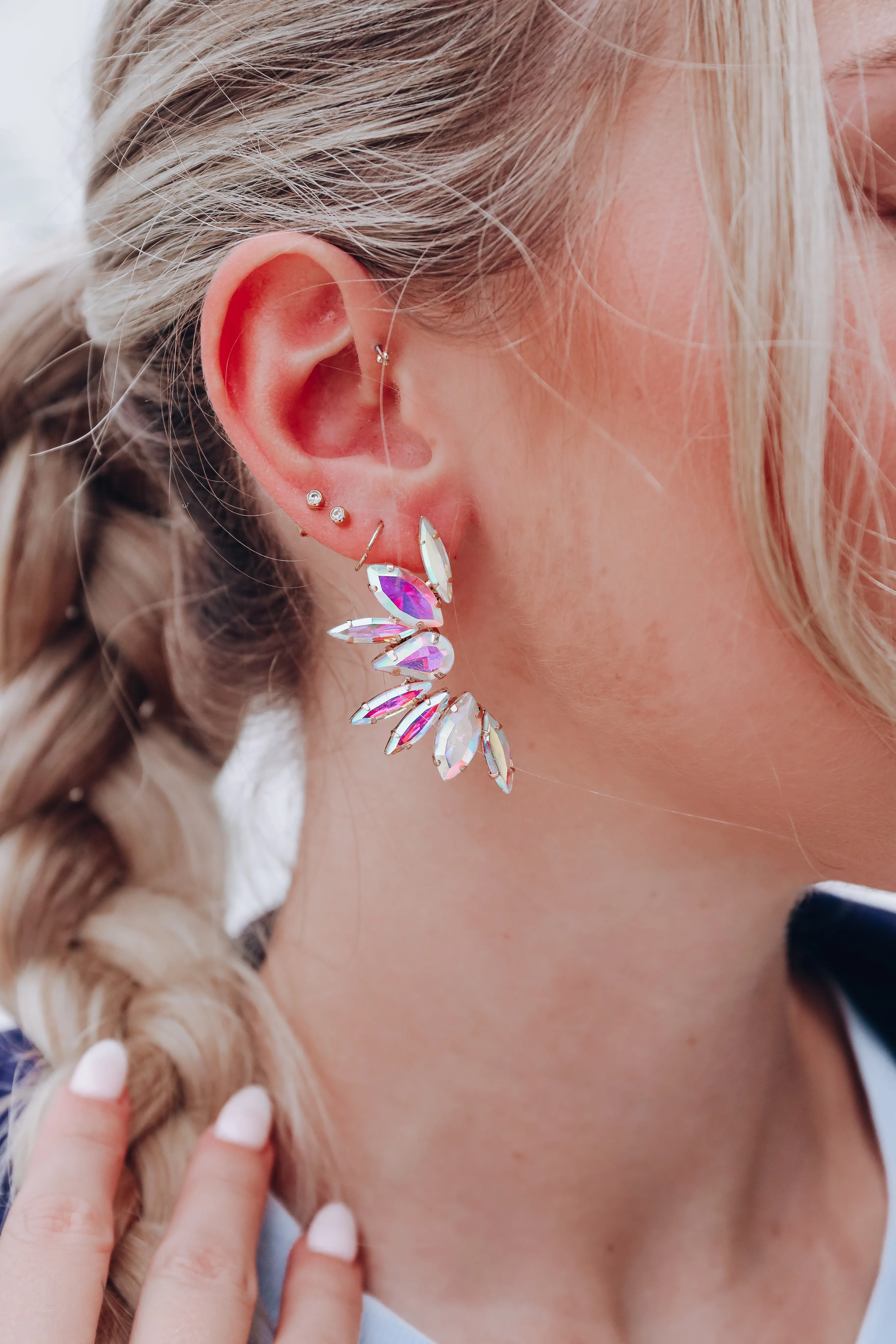 Charismatic Crystal Half Circle Earring - AB