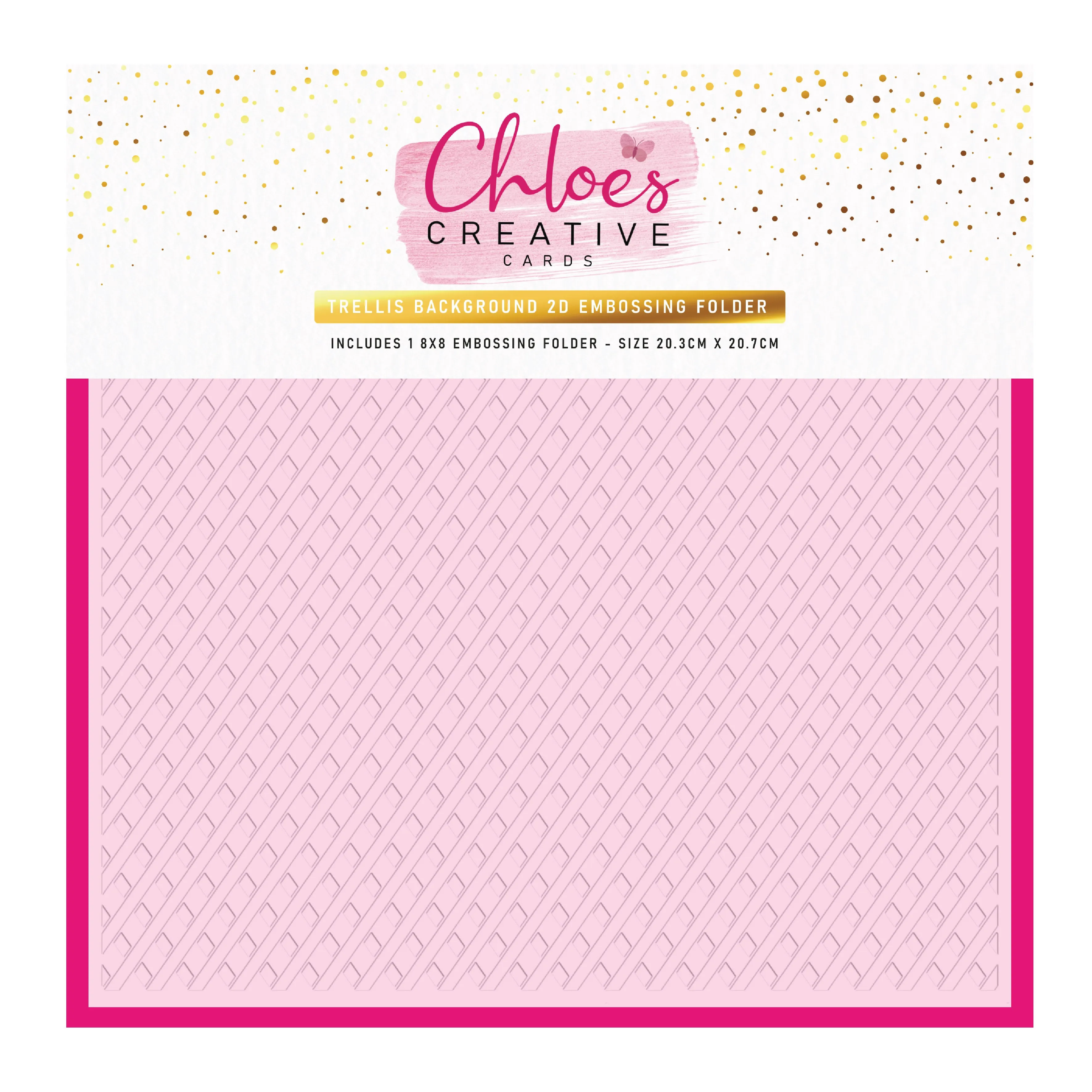 Chloe's Creative Cards - 8x8 2D Embossing Folder - Trellis Background