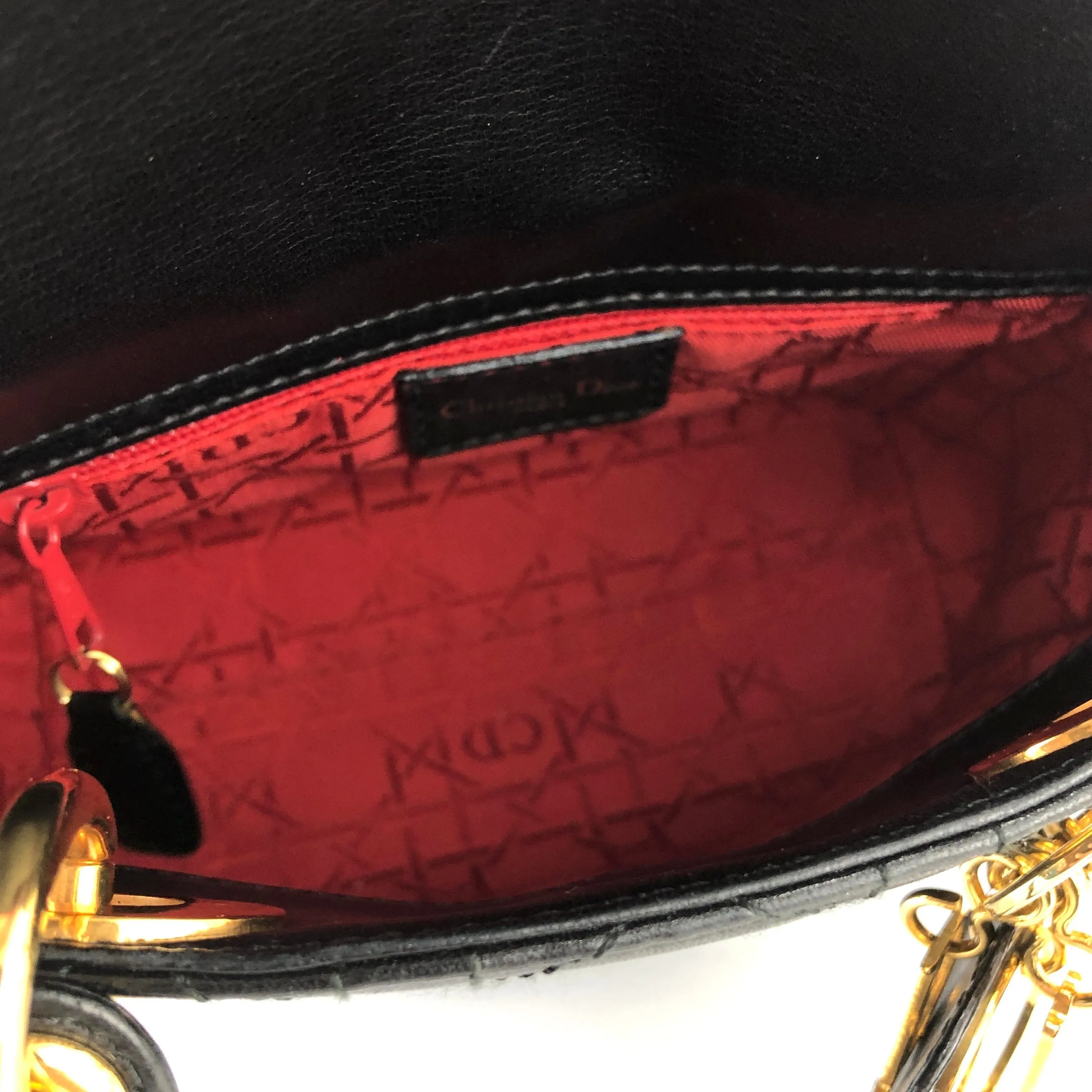 Christian Dior Cannage Lady dior Leather Small Handbag Shoulder bag Black 7tgg5g