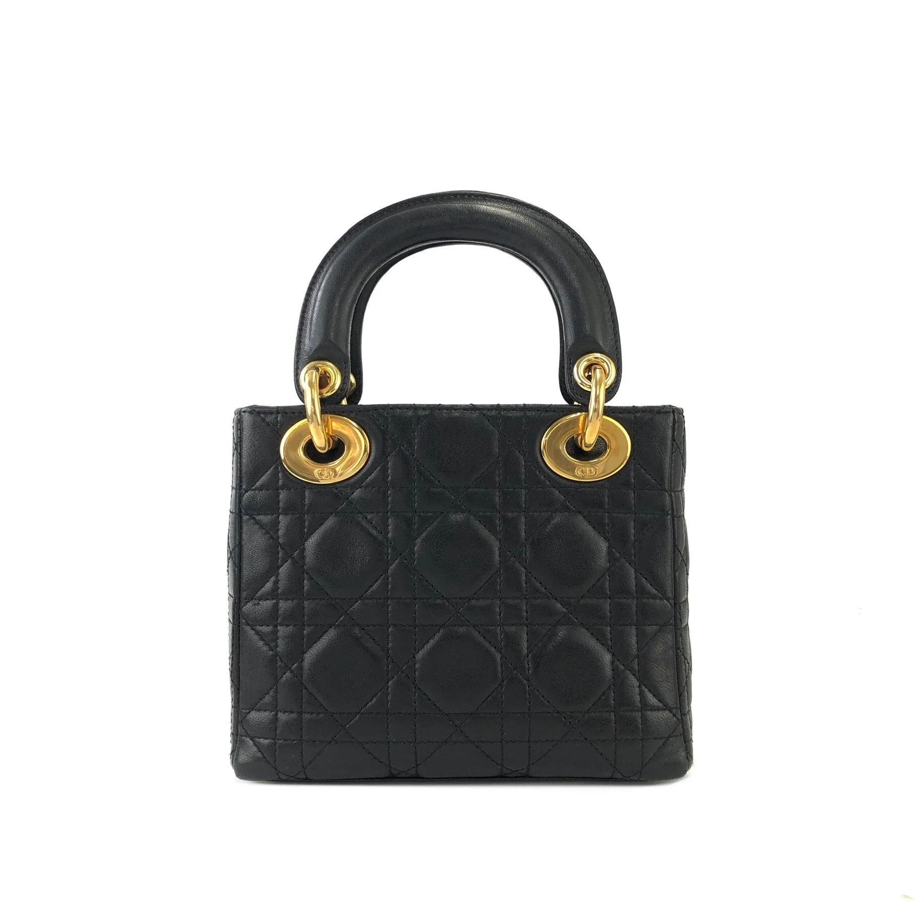 Christian Dior Cannage Lady dior Leather Small Handbag Shoulder bag Black 7tgg5g