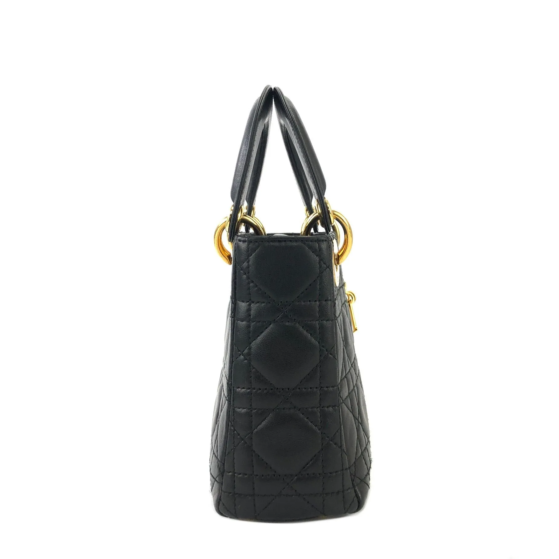 Christian Dior Cannage Lady dior Leather Small Handbag Shoulder bag Black 7tgg5g