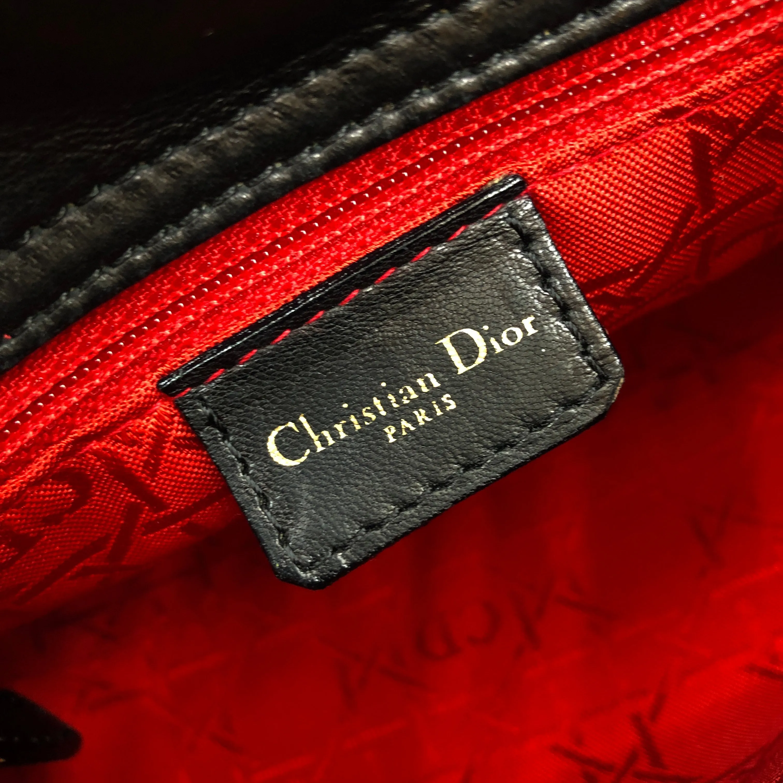 Christian Dior Cannage Lady dior Leather Small Handbag Shoulder bag Black 7tgg5g