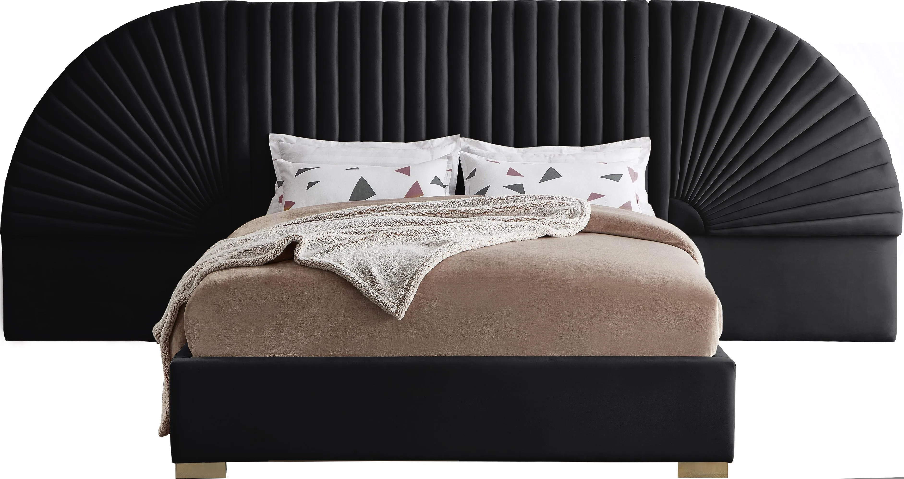 Cleo Black Velvet King Bed (3 Boxes)