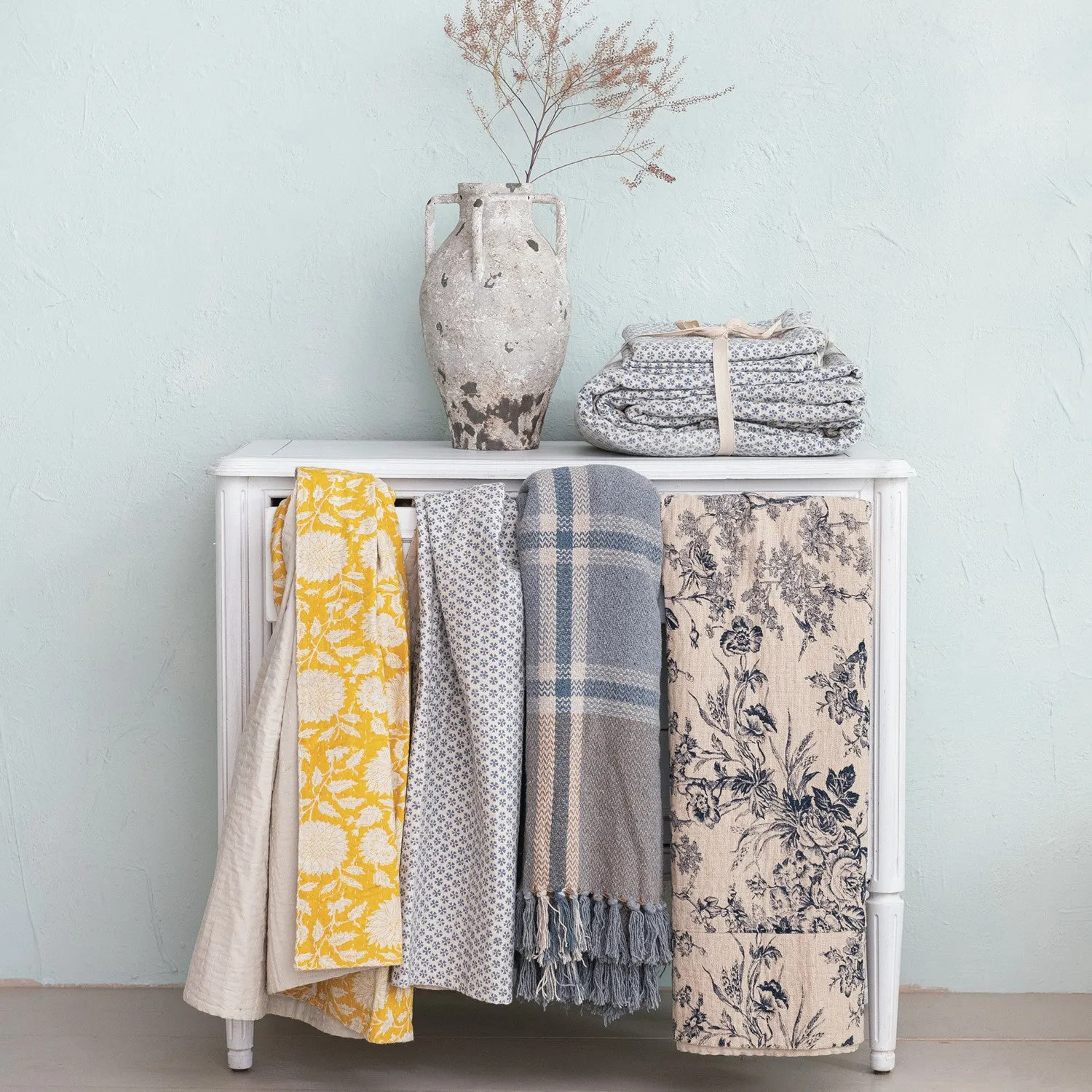 Coastal Cottage Embroidered Throw