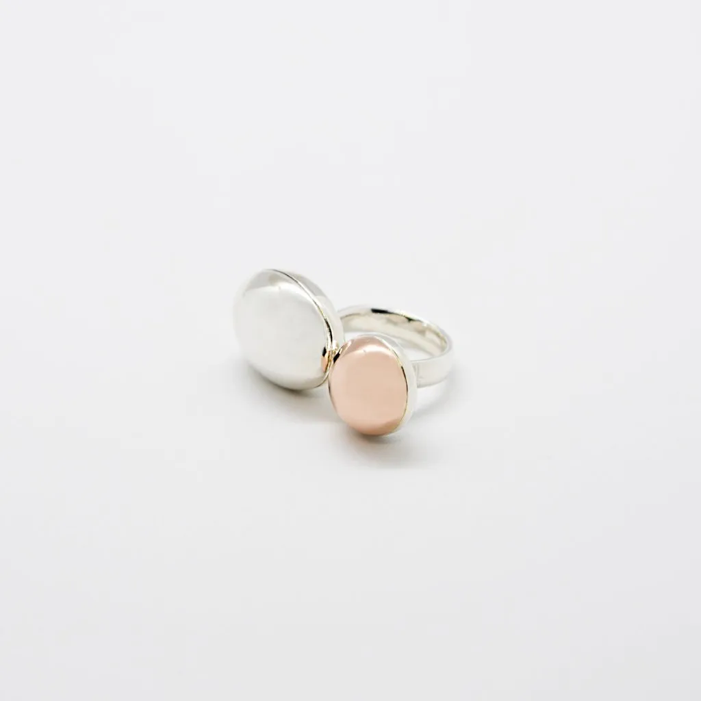COCOON DOUBLE OVAL Ring: gold and sterling silver