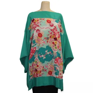 Constance West Kimono, Traditional Crane, Jade, OS