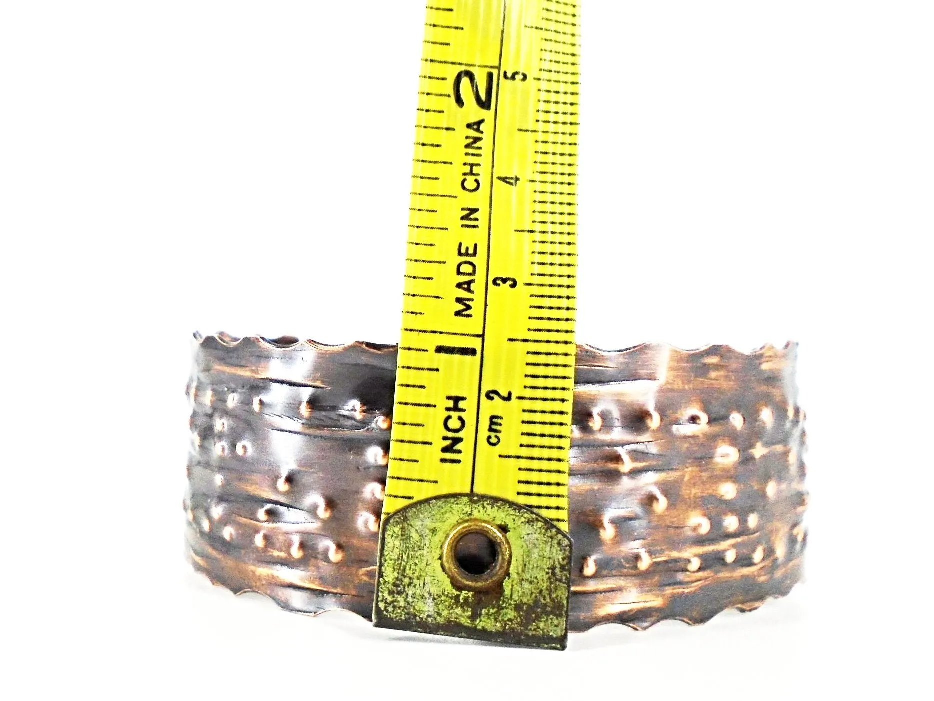 Copper  Handmade Boho Bracelet Cuff Tarnished And Stamp Design