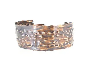 Copper  Handmade Boho Bracelet Cuff Tarnished And Stamp Design