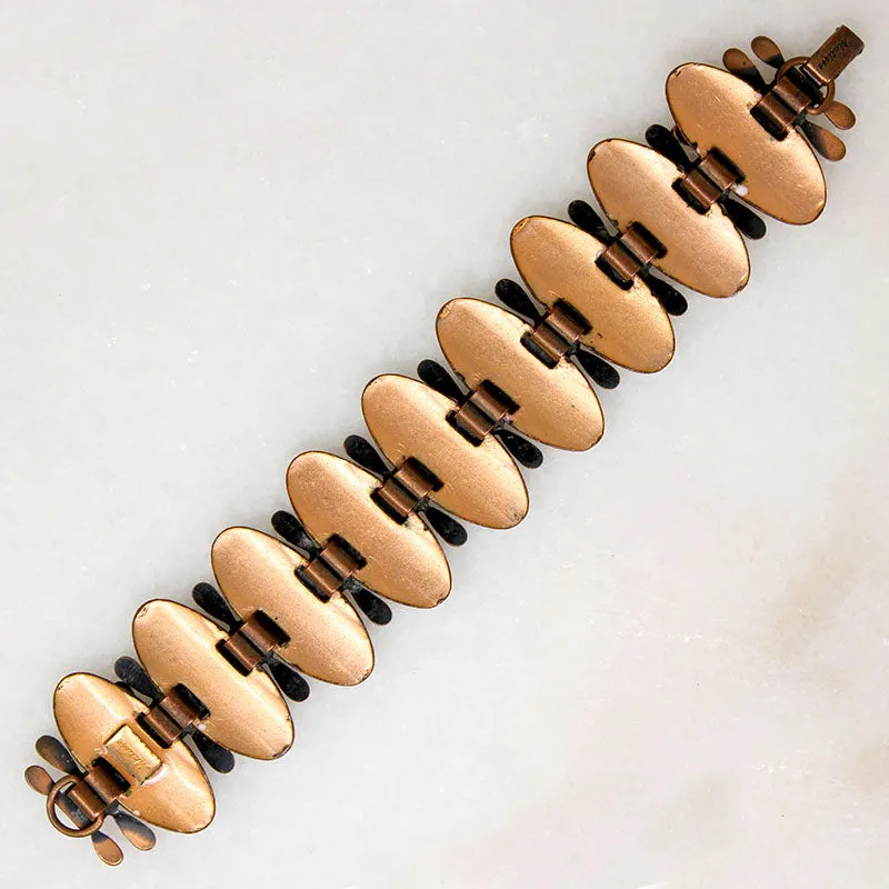 Copper with Black & White Enamel Bracelet Signed Matisse