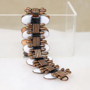 Copper with Black & White Enamel Bracelet Signed Matisse