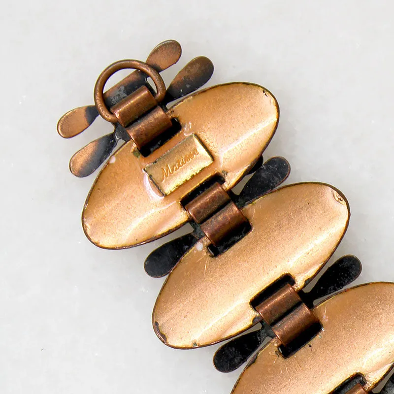 Copper with Black & White Enamel Bracelet Signed Matisse