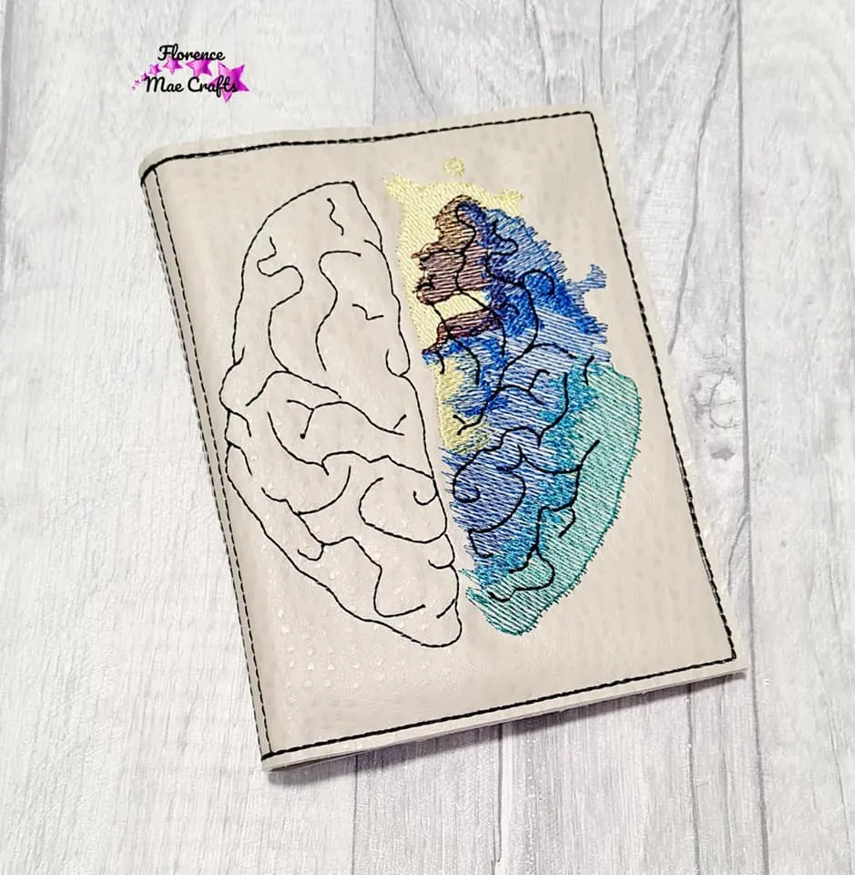 Creative Brain Sketchy Notebook Cover (2 sizes available) machine embroidery design DIGITAL DOWNLOAD