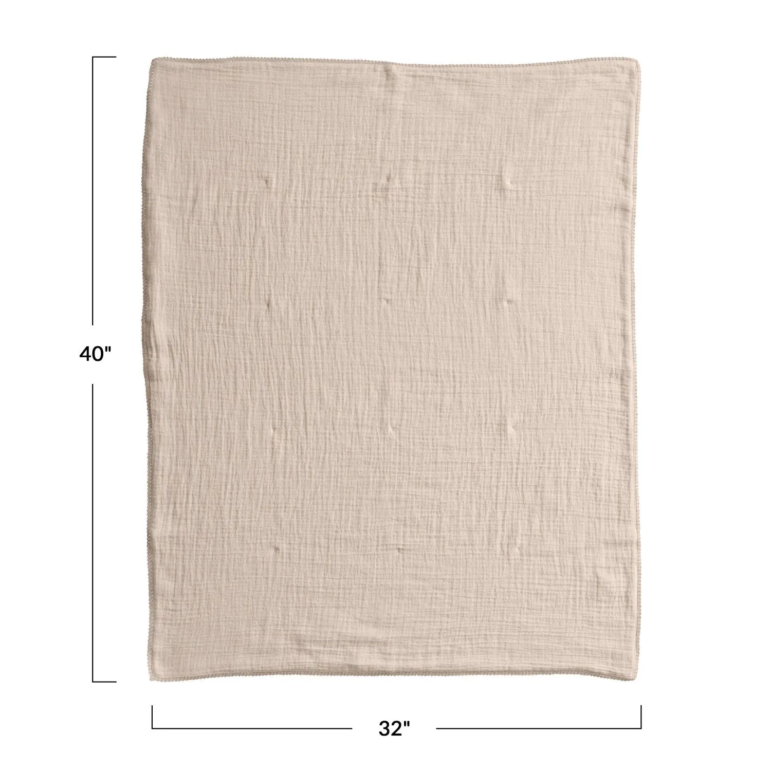 Creative Co-Op Cotton Double Cloth Baby Blanket w/ Trim in Bag - Peach