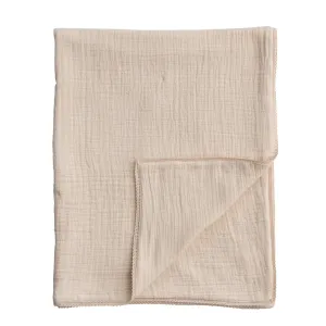 Creative Co-Op Cotton Double Cloth Baby Blanket w/ Trim in Bag - Peach
