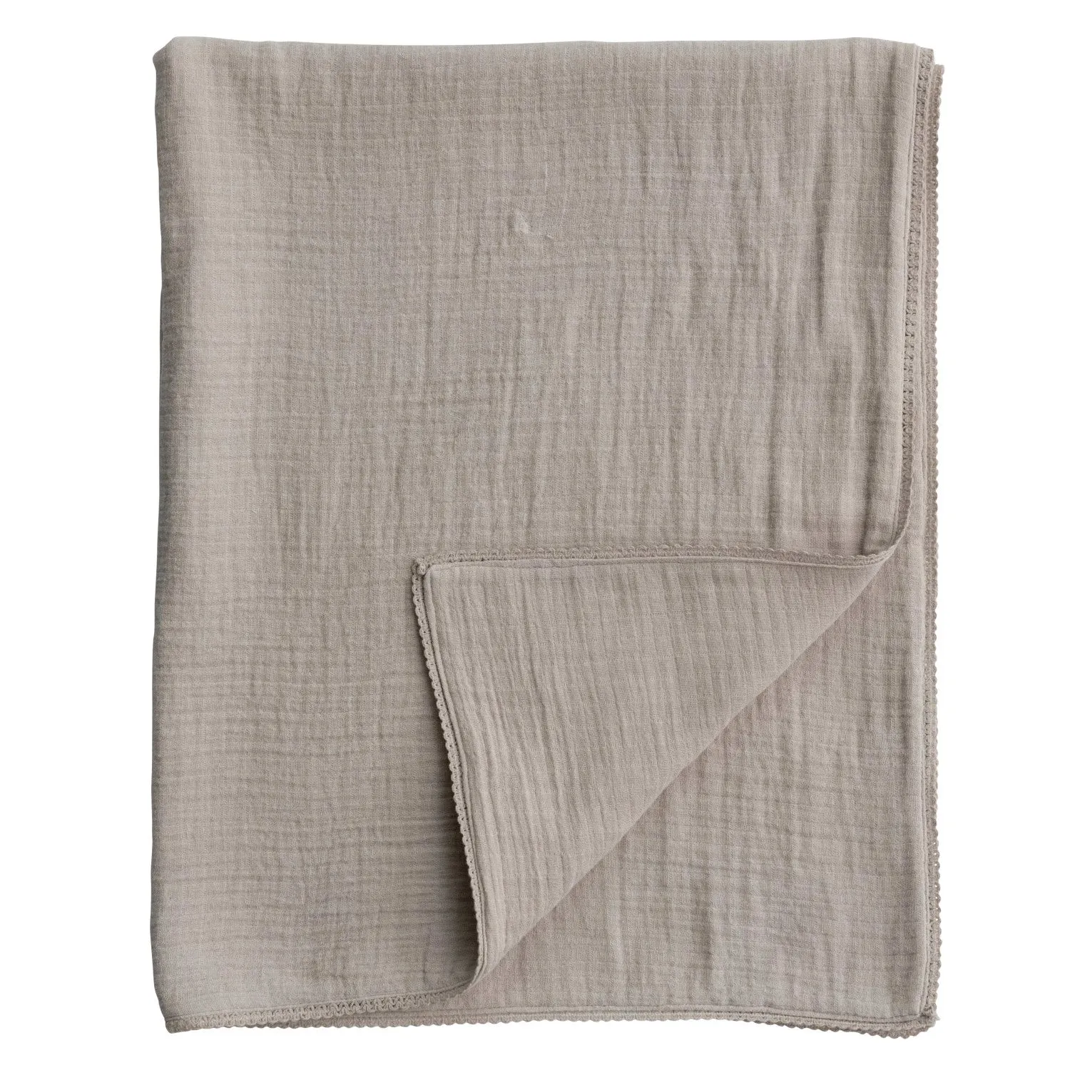 Creative Co-Op Cotton Double Cloth Baby Blanket w/ Trim in Bag - Taupe