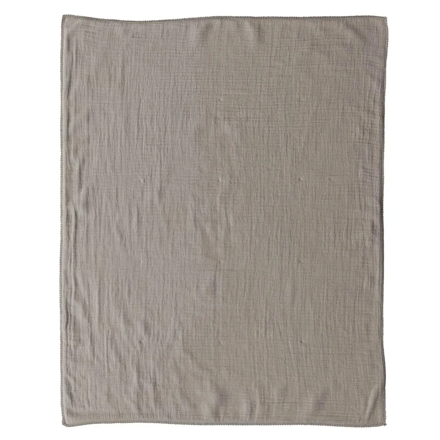 Creative Co-Op Cotton Double Cloth Baby Blanket w/ Trim in Bag - Taupe