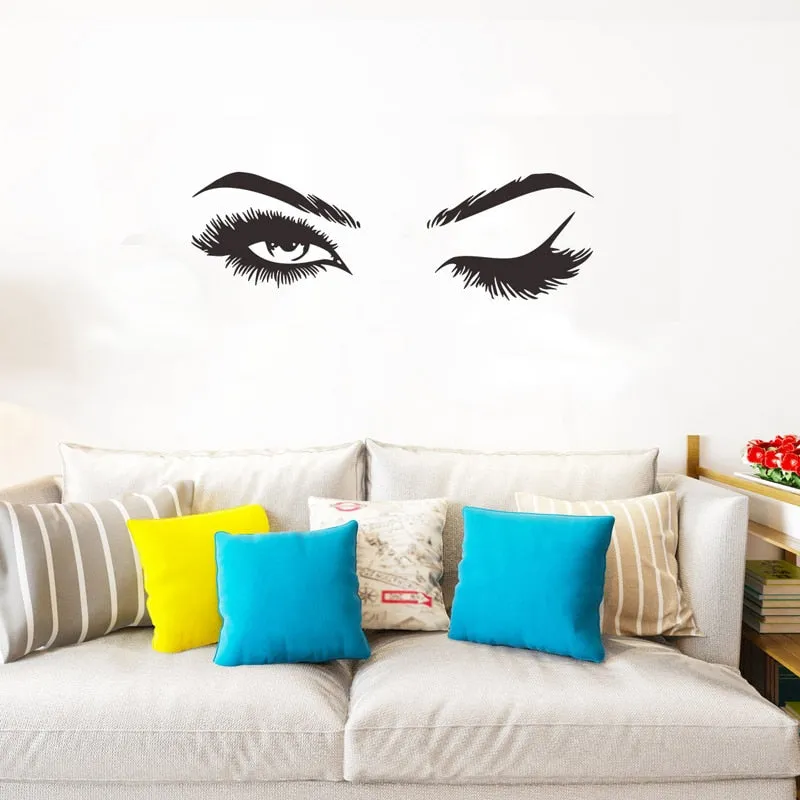 Creative Pretty eyelashes Wall decal Girl room wallpaper Mural