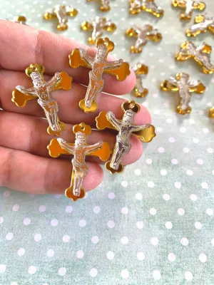 Cruces doble capa - 10 Piezas, 35mm / Religion-themed double layer crosses - 10 pieces, 35mm