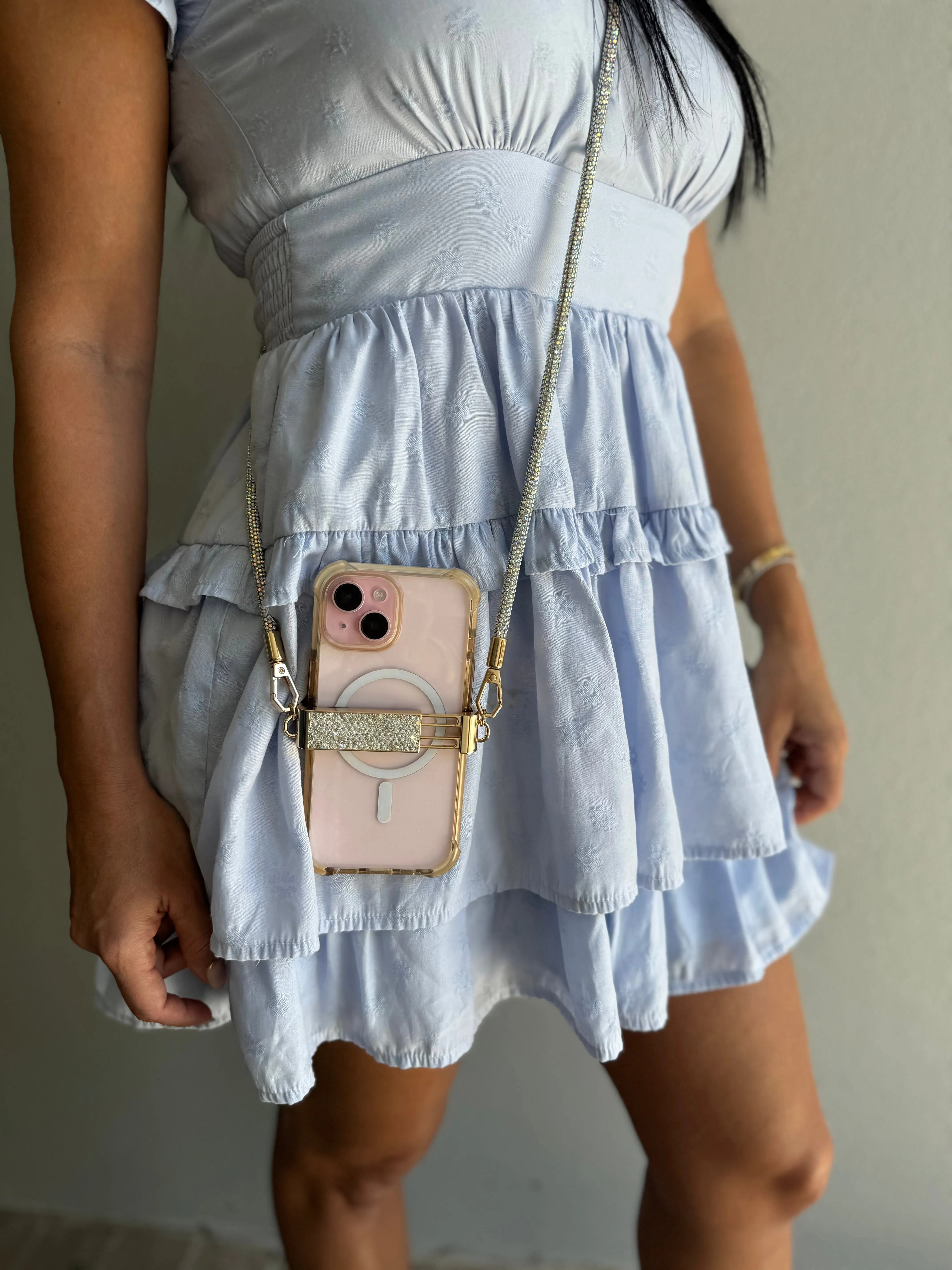 Crystal phone strap with holder