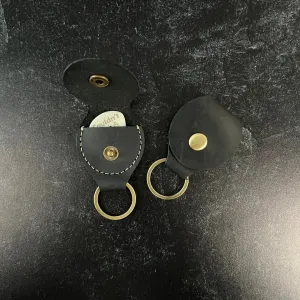 Custom Engraved Guitar Pick with Leather Pouch, Choice of Wood or Bone