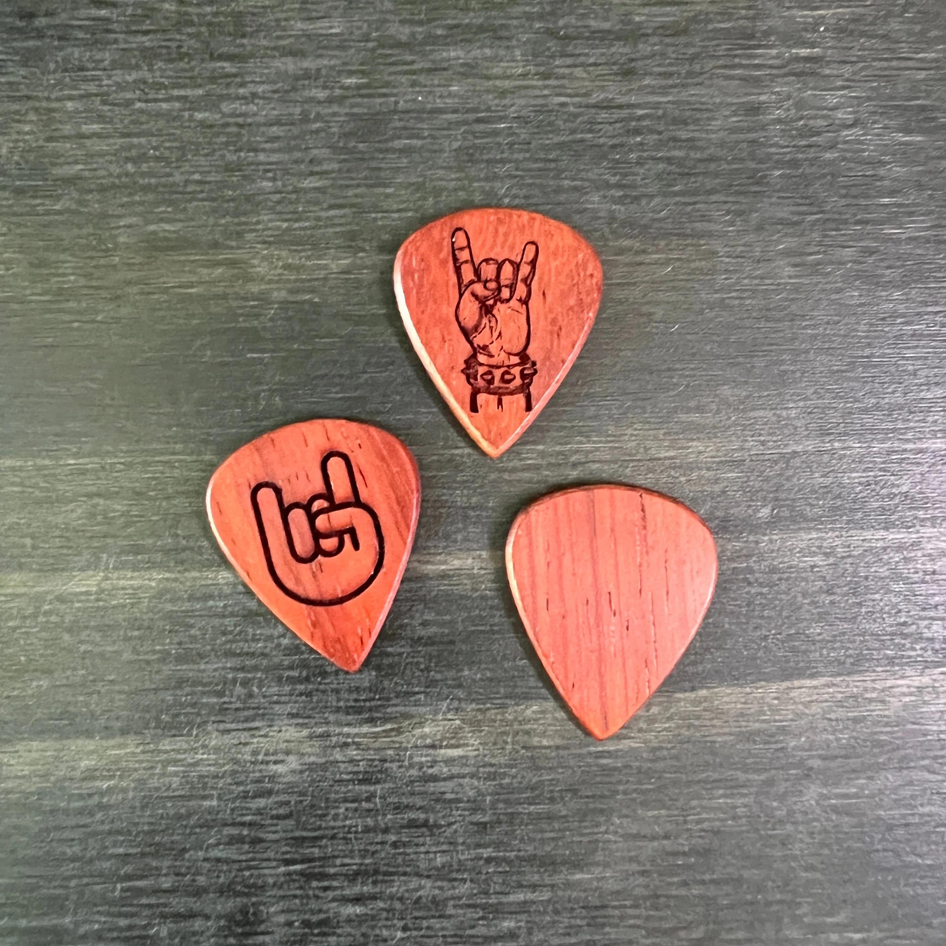 Custom Engraved Guitar Pick with Leather Pouch, Choice of Wood or Bone