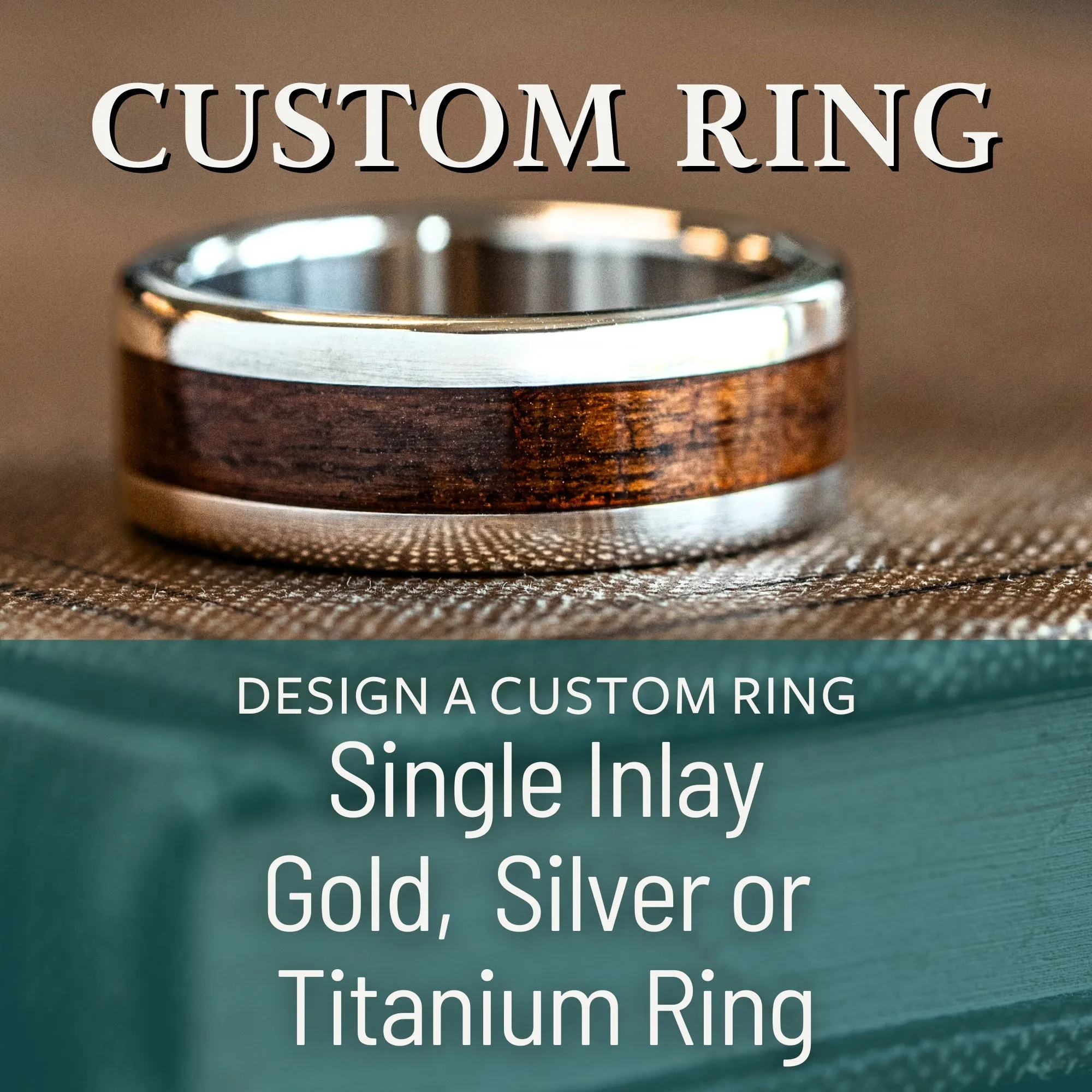 Custom Gold, Silver or Titanium Band - Single Inlay