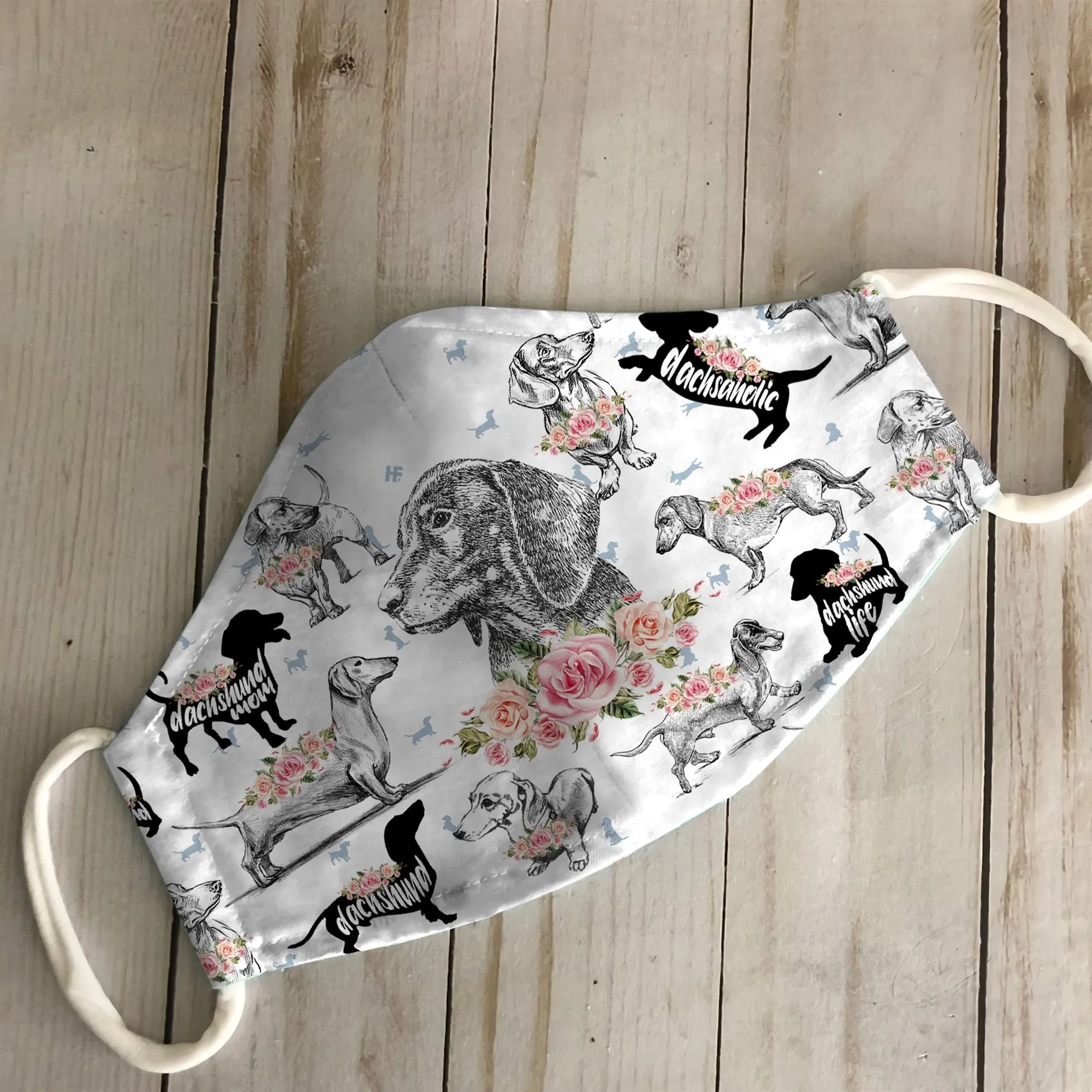 Dachshund Floral Vintage EZ07 1906 Face Mask