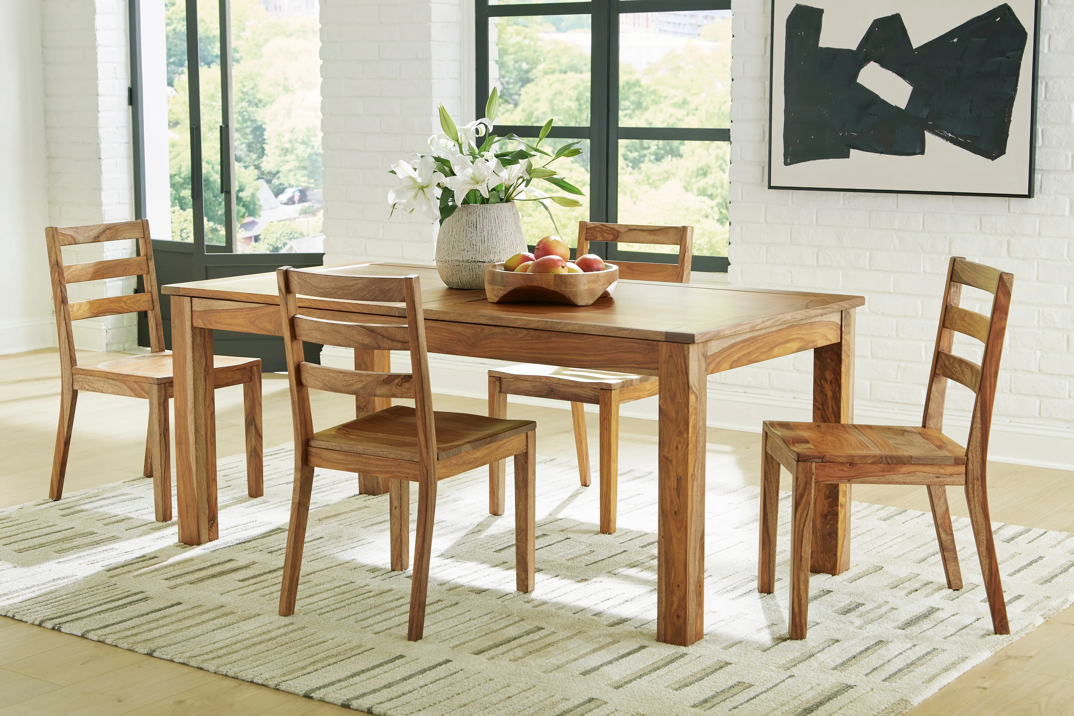Dahlia Extension Table & 4 Wooden Side Chairs