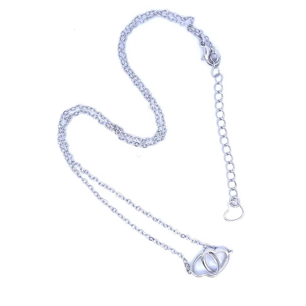 Dainty Double Heart Pendant Necklace