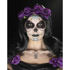 Day Of The Dead Face Tattoo Transfers Kit Multicolour