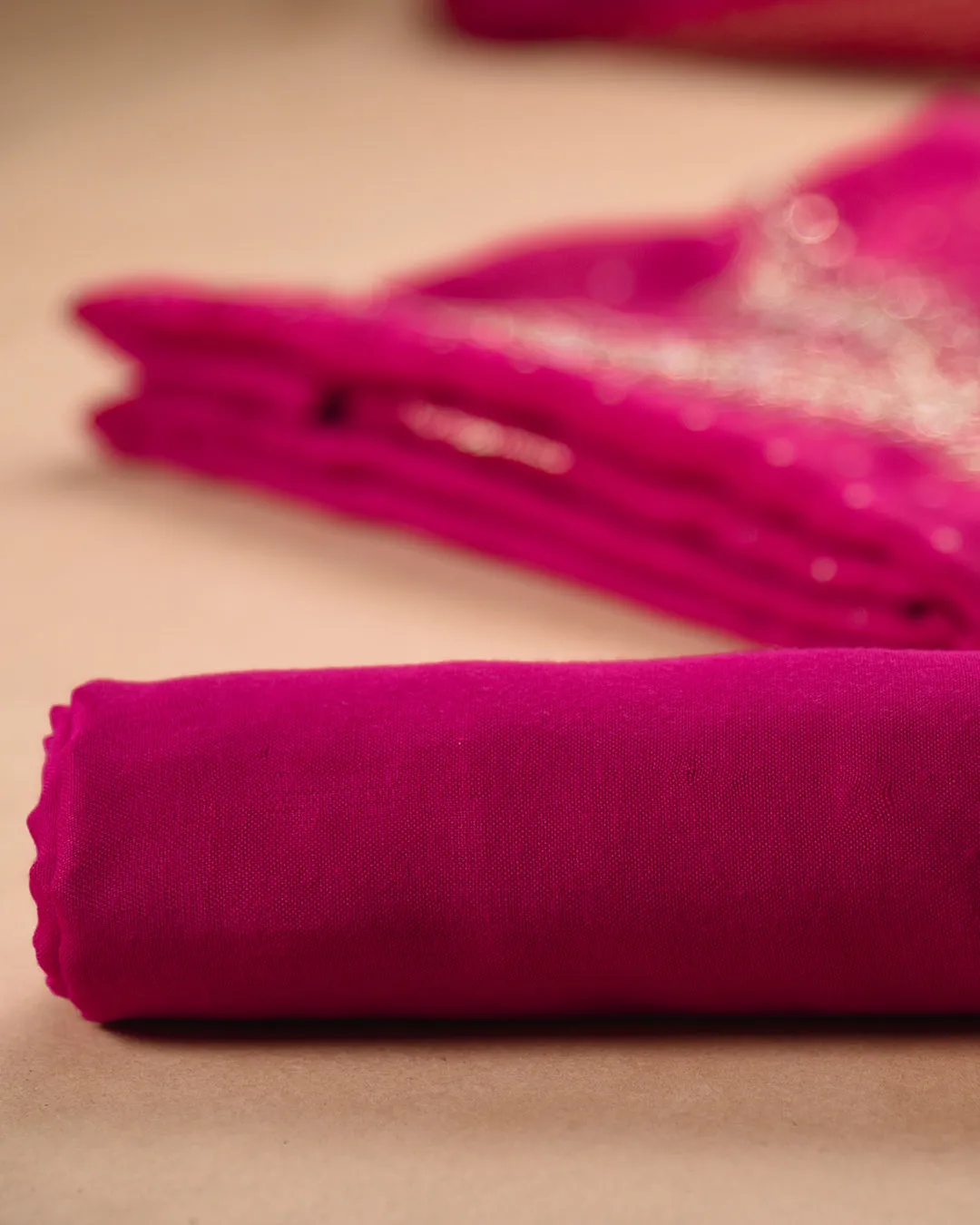 Deep Pink Silk Viscose Blend Woven With Embroidery Unstitched Suit Fabric Set With Silk Viscose Blend Woven Dupatta